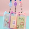 Cute silicone card holder for students, cartoon bus meal card protective cover, high-looking lanyard, transparent campus card wholesale