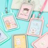 Cute silicone card holder for students, cartoon bus meal card protective cover, high-looking lanyard, transparent campus card wholesale