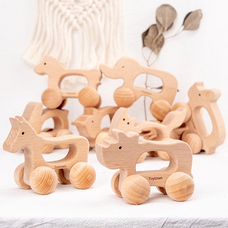 Soothing baby animal log inertia cartoon stroller animal cute shape hand held car educational toy