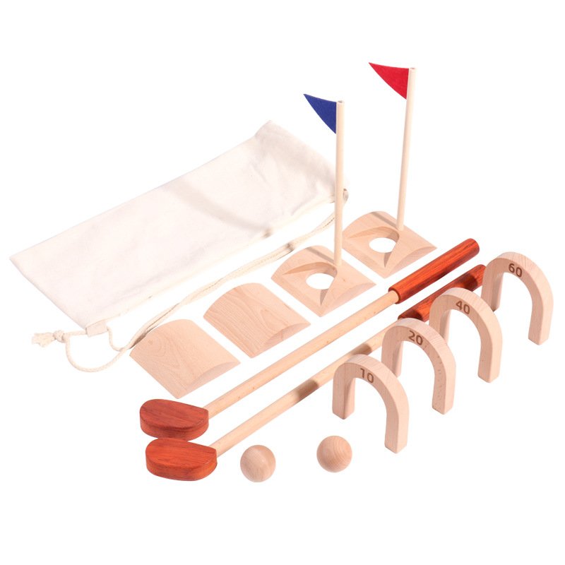 Children's wooden simulation golf set toy croquet sports indoor sports fitness parent-child interactive game