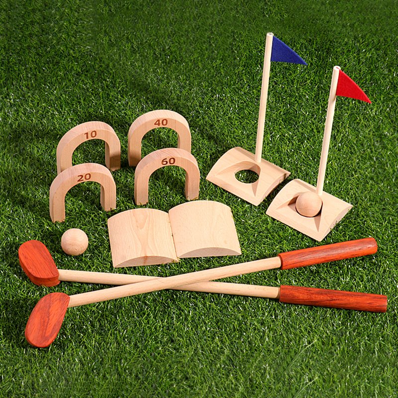 Children's wooden simulation golf set toy croquet sports indoor sports fitness parent-child interactive game