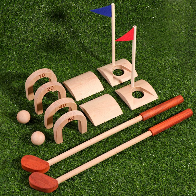 Children's wooden simulation golf set toy croquet sports indoor sports fitness parent-child interactive game