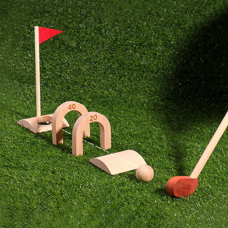 Children's wooden simulation golf set toy croquet sports indoor sports fitness parent-child interactive game
