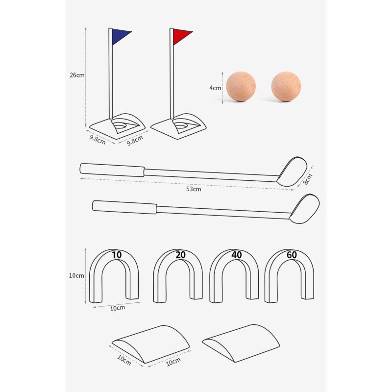 Children's wooden simulation golf set toy croquet sports indoor sports fitness parent-child interactive game