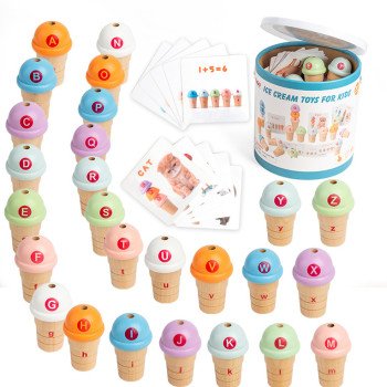 Children's play house simulation ice cream stacking high building blocks early education number and alphabetical operation color cognitive educational toys