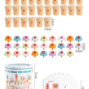 Children's play house simulation ice cream stacking high building blocks early education number and alphabetical operation color cognitive educational toys