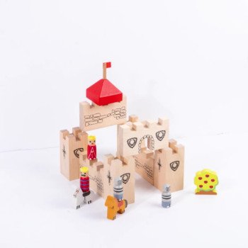 Children's early education pocket castle creative three-dimensional building blocks logical thinking building model wooden toys