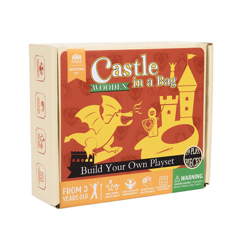 Children's early education pocket castle creative three-dimensional building blocks logical thinking building model wooden toys