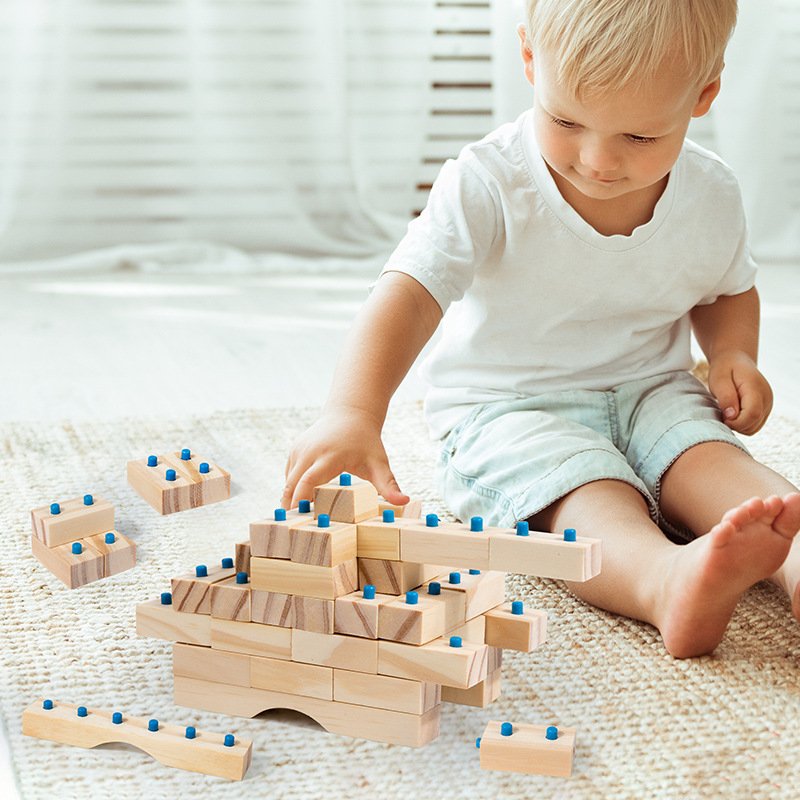 Wooden children's early education little construction master's ever-changing scenes to build creative assembly construction building blocks educational toys