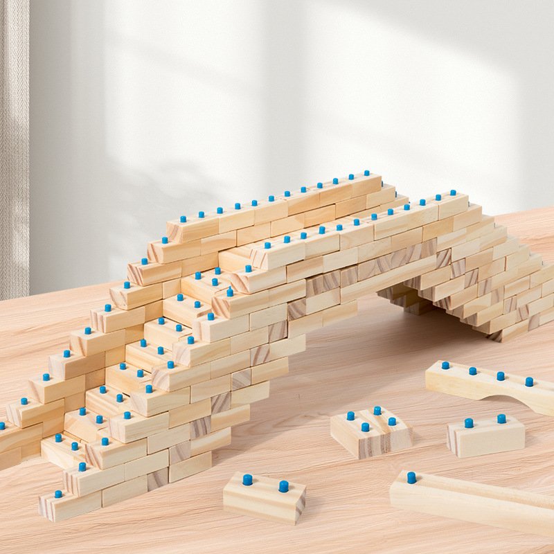 Wooden children's early education little construction master's ever-changing scenes to build creative assembly construction building blocks educational toys