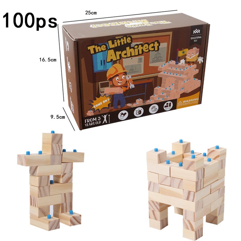 Wooden children's early education little construction master's ever-changing scenes to build creative assembly construction building blocks educational toys