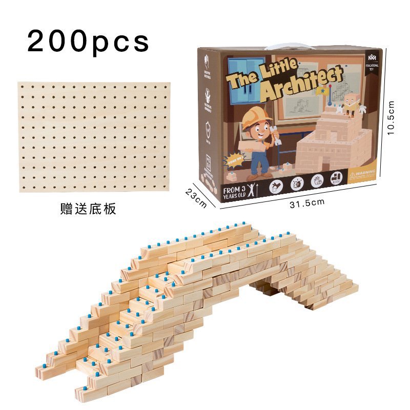 Wooden children's early education little construction master's ever-changing scenes to build creative assembly construction building blocks educational toys