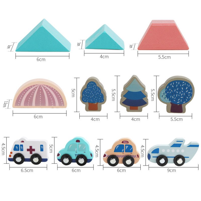 Wooden children's baby 133 barreled city building block toys boys and girls early education shape recognition wooden toys