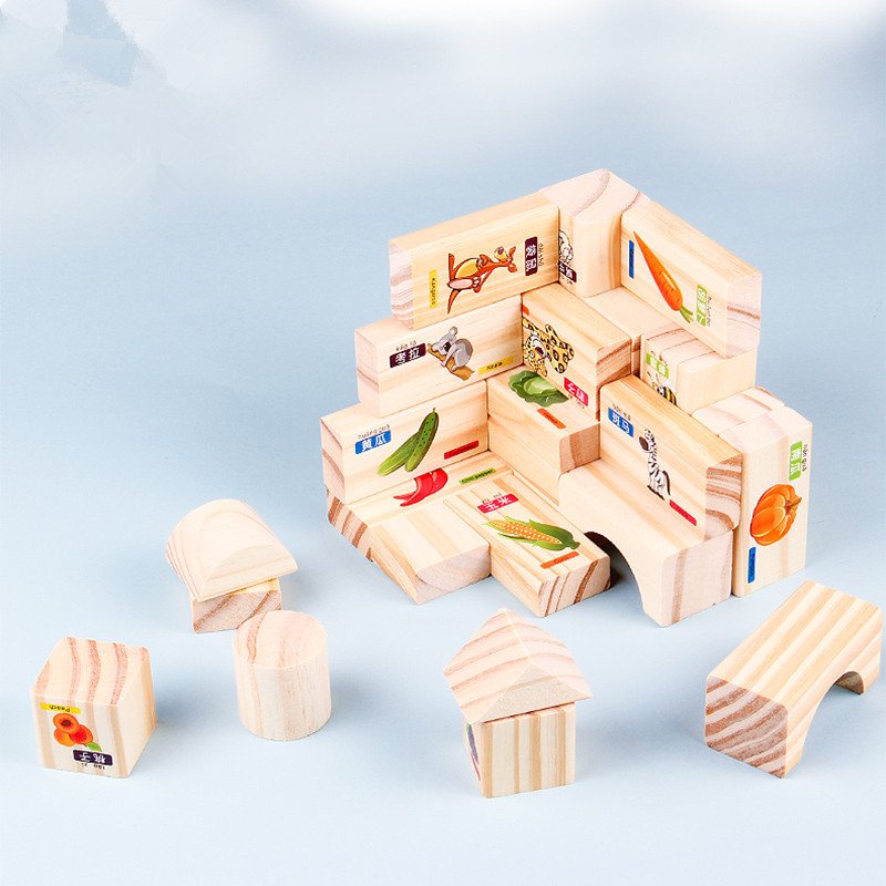 Early education for young children 110 capsules in a barrel with numbers, letters, fruits, pinyin, cognitive puzzle, log building wooden toys
