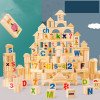 Early education for young children 110 capsules in a barrel with numbers, letters, fruits, pinyin, cognitive puzzle, log building wooden toys