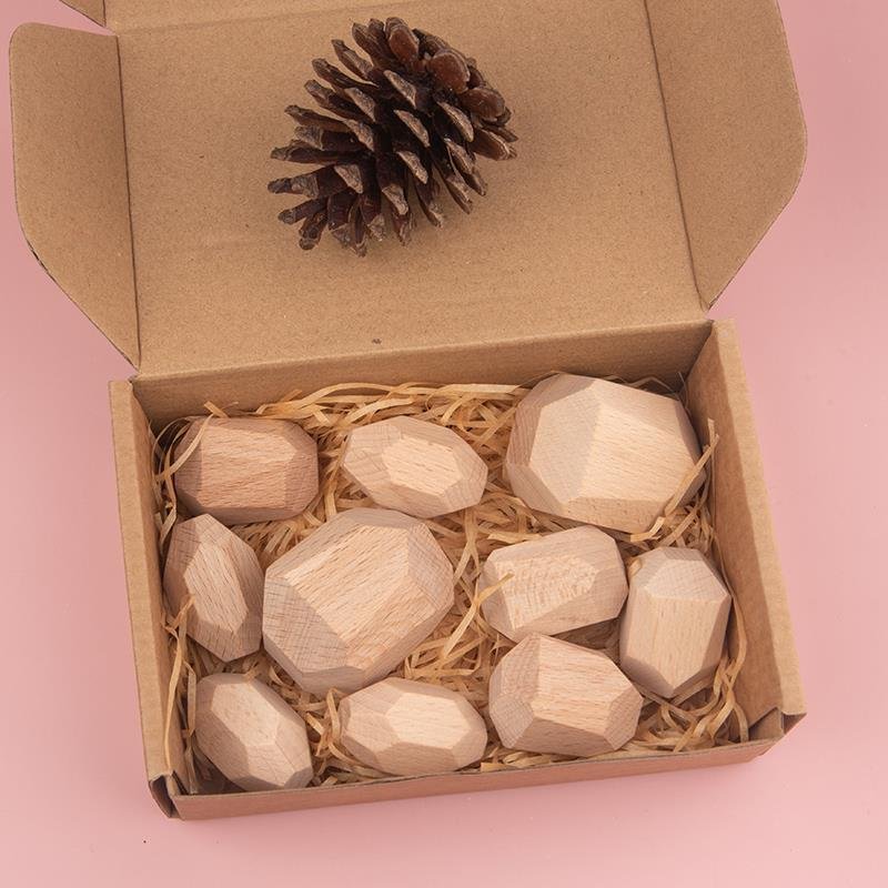 solid wood colored stone building blocks stacking high Le children art concentration game balance toys wholesale