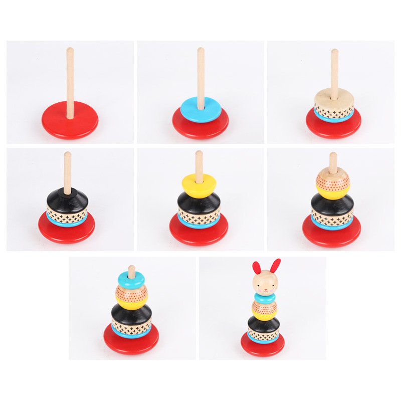 Little rabbit layer by layer to exercise fine motor concentration and tumbler Jenga baby set column toy 1-3 years old