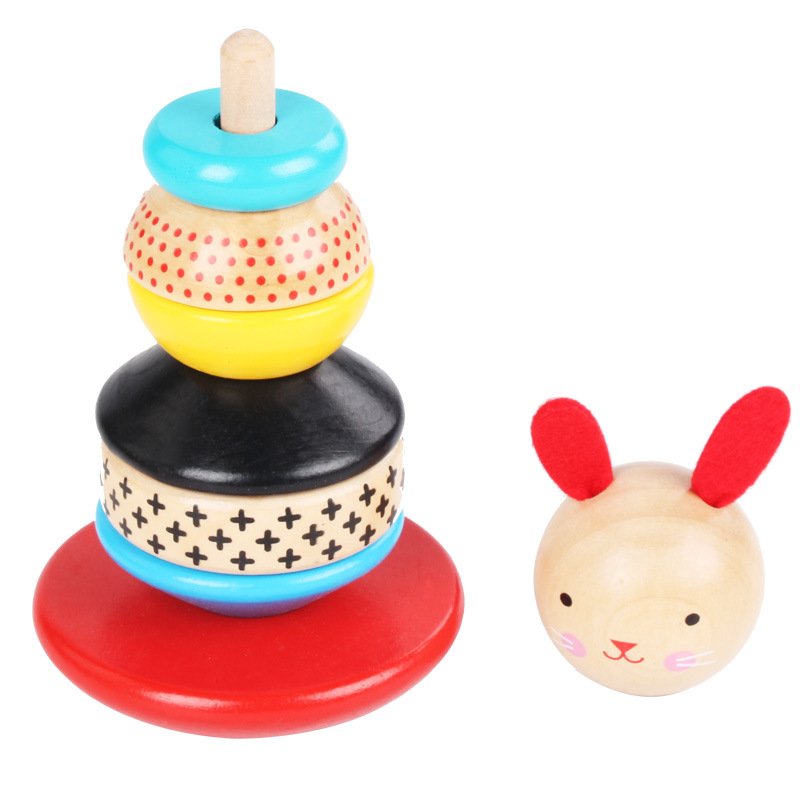 Little rabbit layer by layer to exercise fine motor concentration and tumbler Jenga baby set column toy 1-3 years old