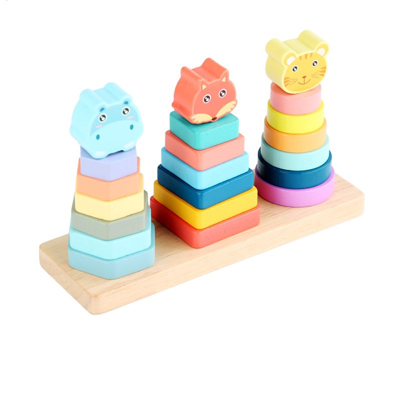 Montessori geometric shape set column matching building blocks for children 2-3 years old 1 early education puzzle assembly educational Jenga toys