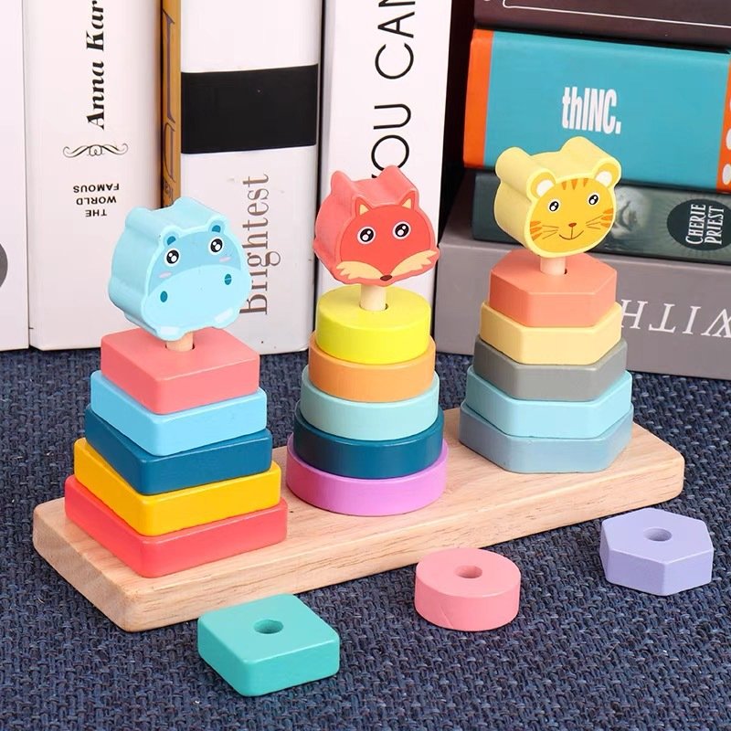 Montessori geometric shape set column matching building blocks for children 2-3 years old 1 early education puzzle assembly educational Jenga toys