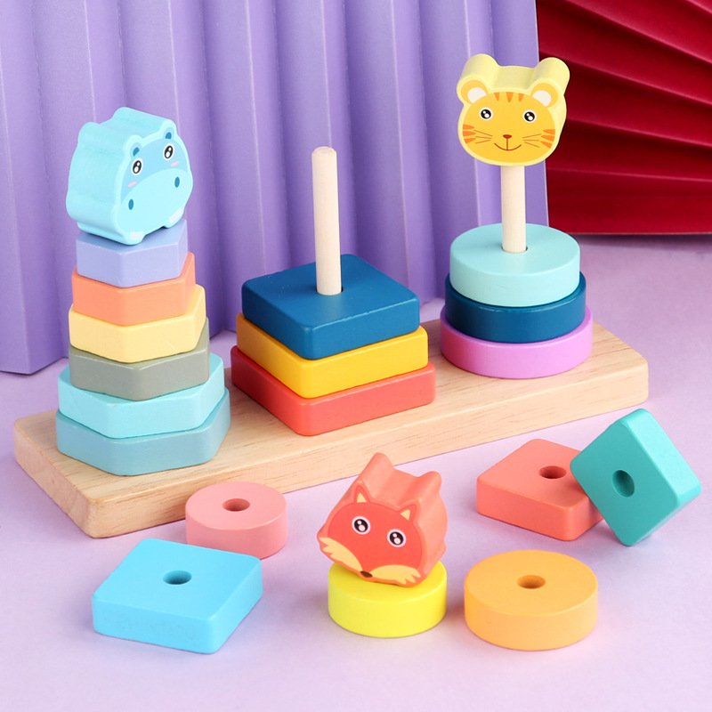 Montessori geometric shape set column matching building blocks for children 2-3 years old 1 early education puzzle assembly educational Jenga toys