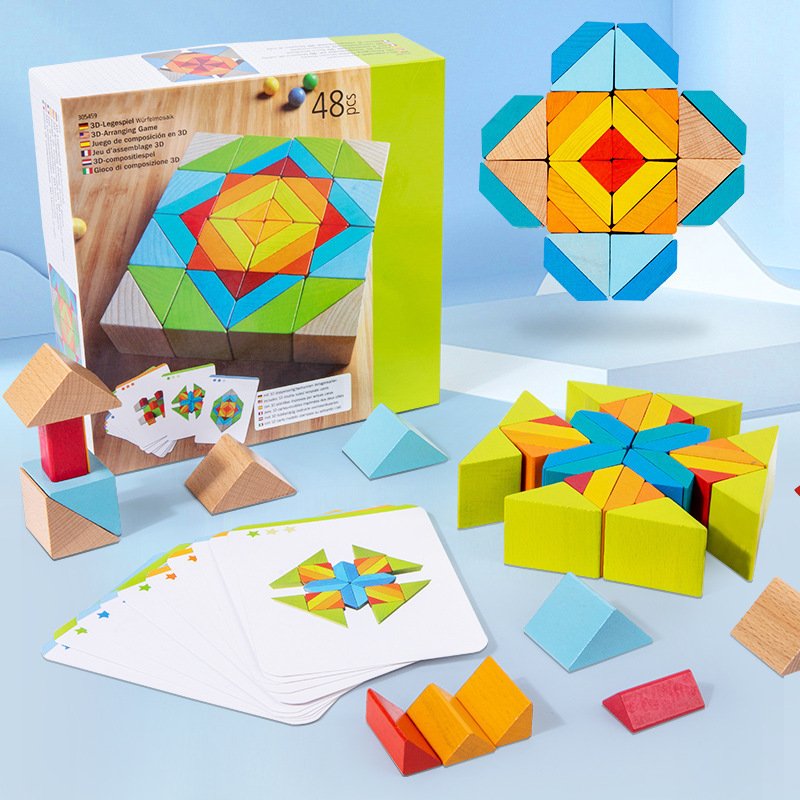 Three-dimensional cube space thinking training block building blocks graphics mathematics logic children's educational toys for large classes