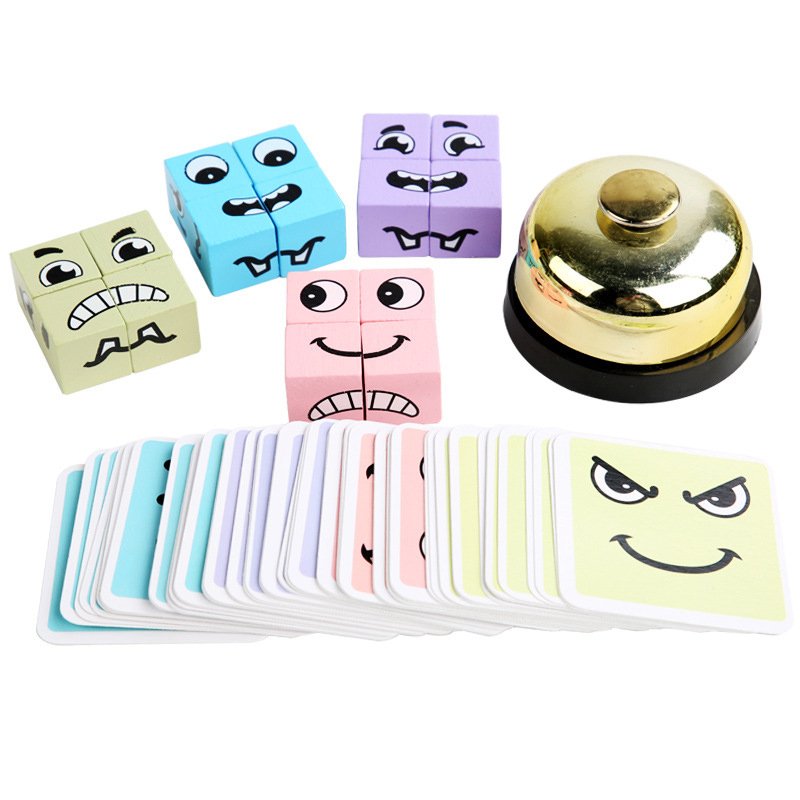 Face Changing Rubik's Cube Building Blocks You Cry and I Laugh Expression Matching Crazy Pairing Parent-Child Interactive Table Game for Kindergarten Children