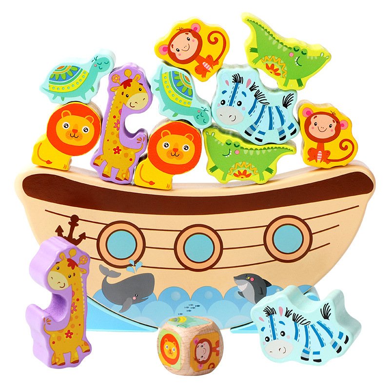 Animal Balance Boat Kindergarten Area Corner Teaching Toy Children's Educational Intelligence Early Education Jenga Parent-Child Game