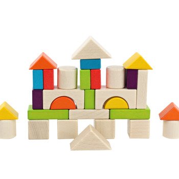 Wooden 30-piece colorful wooden boxed building blocks, beech wood large blocks, children's educational wood assembly toys