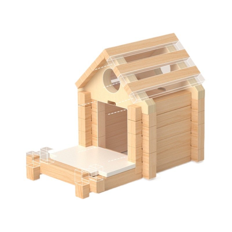 Mortise and tenon building blocks to build a little architect's house, assembling a cabin, children's educational toys, parent-child early education toys and gifts