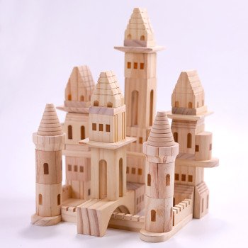 Wooden early education log color castle building building blocks children's stacked high assembly shape cognitive educational toys