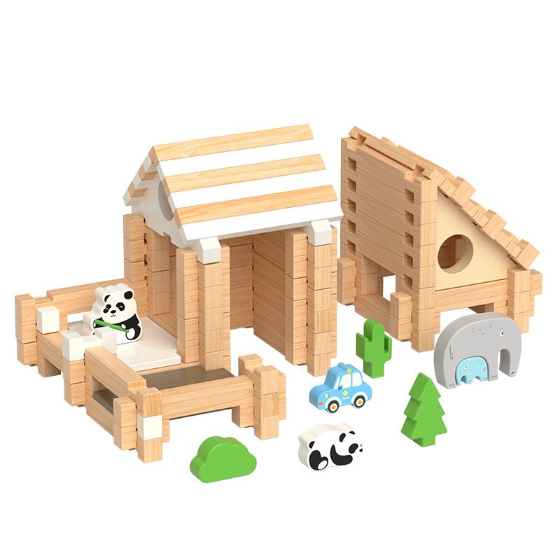 Children's early education Luban mortise and tenon structure educational building block house creative space construction building hands-on wooden toys