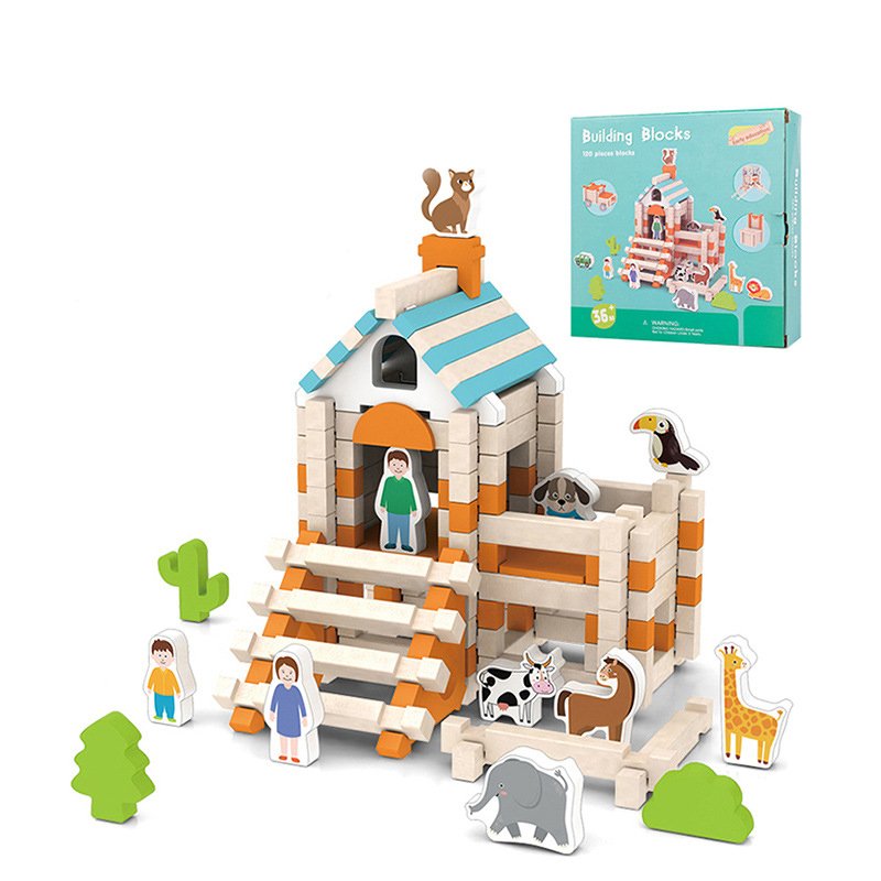 Children's early education Luban mortise and tenon structure educational building block house creative space construction building hands-on wooden toys