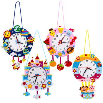 Non-woven cartoon clock children diy handmade clock toy materials kindergarten learning time teaching aids