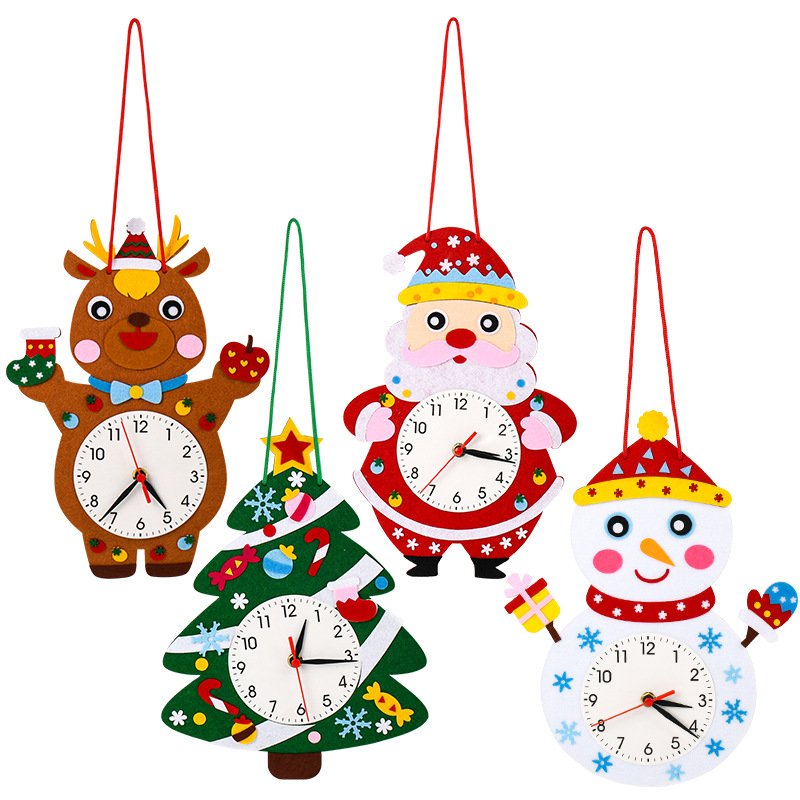 Non-woven cartoon clock children diy handmade clock toy materials kindergarten learning time teaching aids