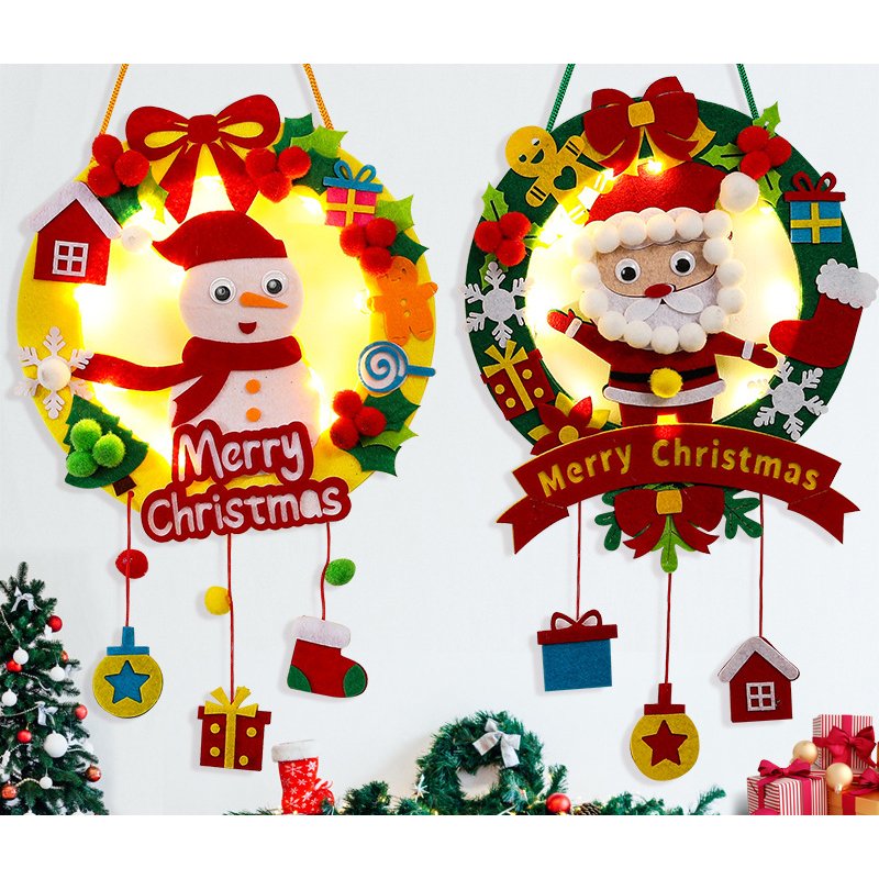 New Christmas Lighted Garland Children's Handmade DIY Creative Christmas Pendant Kindergarten Decoration