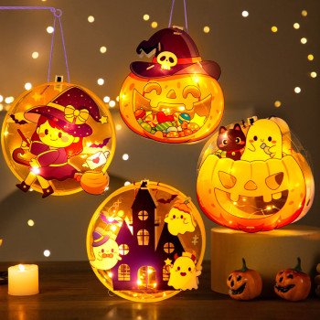 Halloween pumpkin lantern decoration children's handmade diy material package kindergarten theme activity projection luminous gift