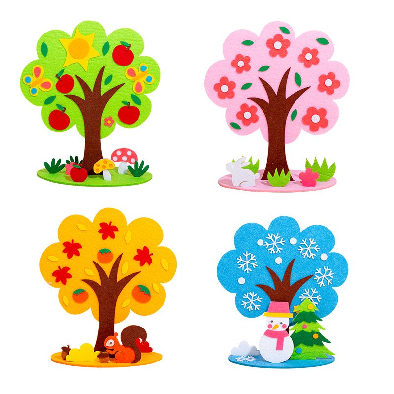 Children's educational handmade diy three-dimensional four-season tree kindergarten non-woven material package to care for flowers, plants and trees