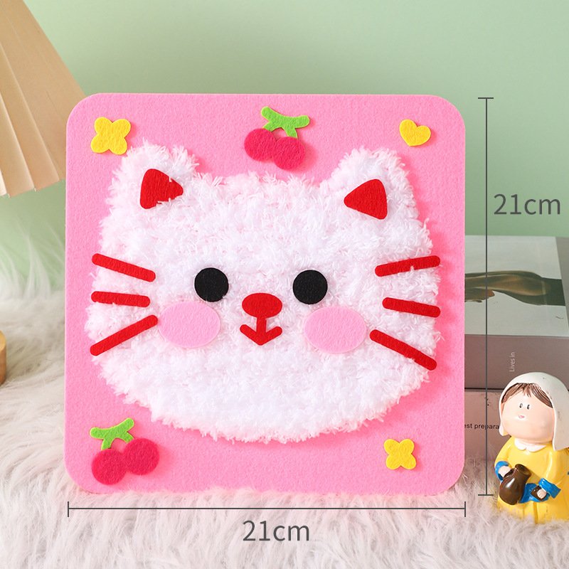 Children's hand sewing creative cartoon wool embroidery painting production materials 3-6 year old girls educational diy toys