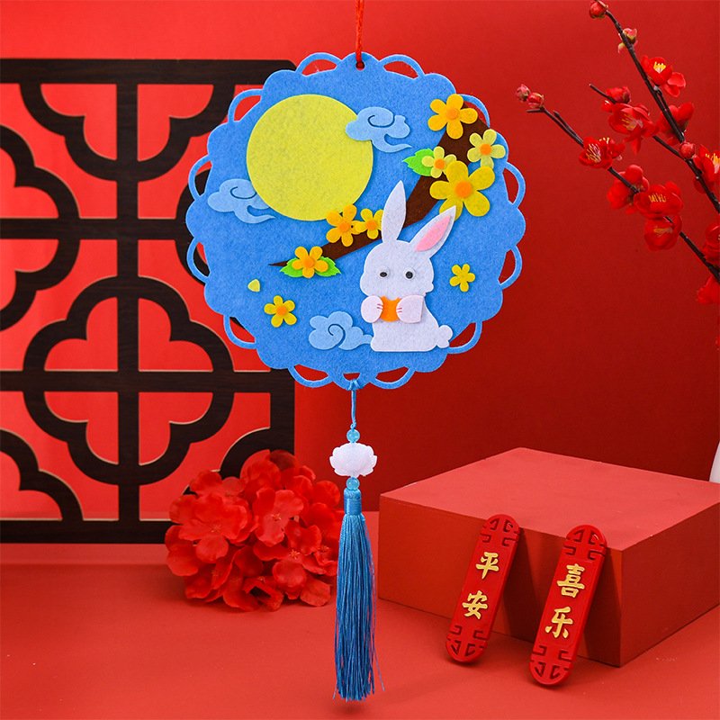 Mid-Autumn Festival ornaments children's creative handmade diy material package kindergarten non-woven rabbit cartoon educational toys