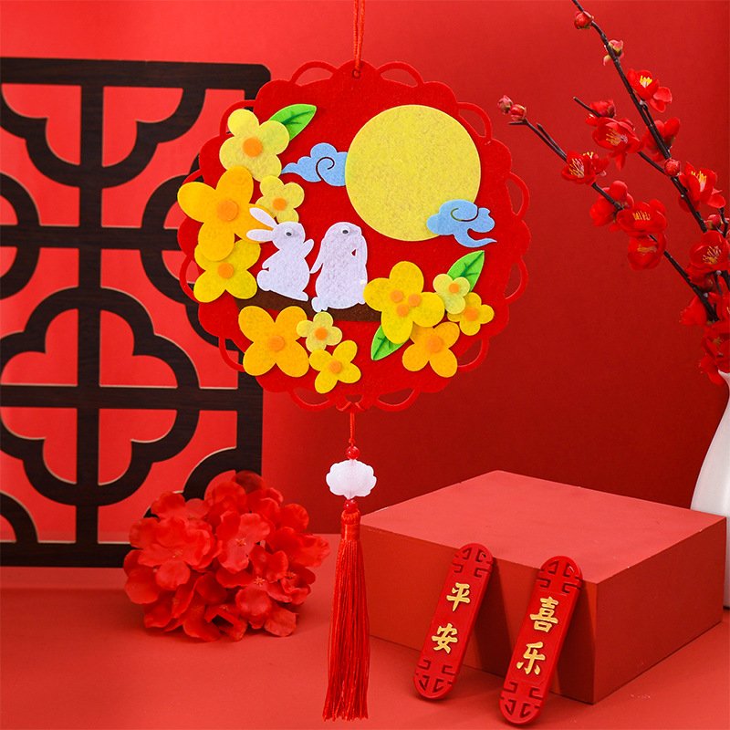Mid-Autumn Festival ornaments children's creative handmade diy material package kindergarten non-woven rabbit cartoon educational toys