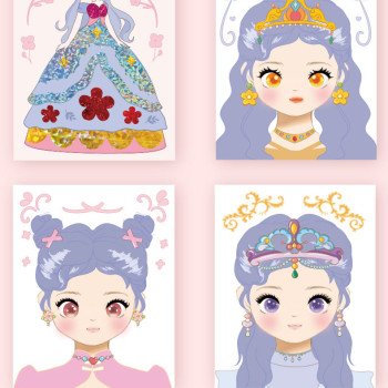 New Bazaar Princess Cosmetic Bag Diamond Sticker Girl Quiet Book Handmade DIY Princess Dress Up 
children's toys