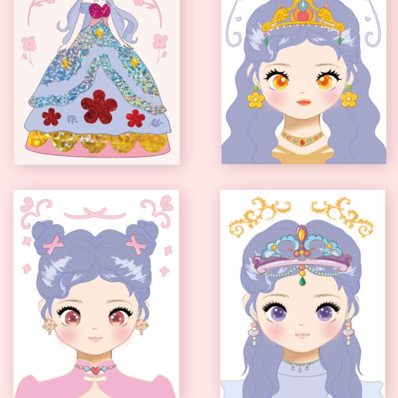 New Bazaar Princess Cosmetic Bag Diamond Sticker Girl Quiet Book Handmade DIY Princess Dress Up 
children's toys