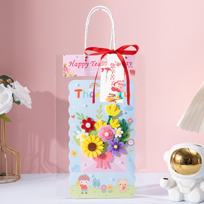 Teacher's Day greeting card, high-end three-dimensional card, children's diy handmade immortal flower material for kindergarten 
teacher gift