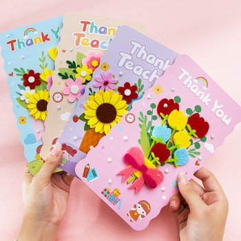 Teacher's Day greeting card, high-end three-dimensional card, children's diy handmade immortal flower material for kindergarten 
teacher gift
