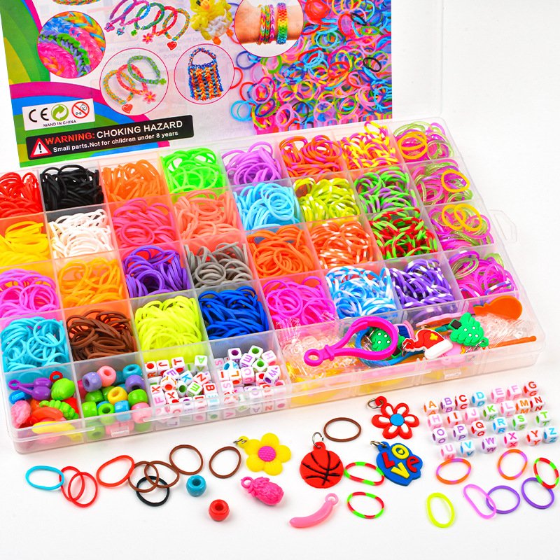 40 grid rainbow hand braider DIY colorful rubber band children's educational toy braided bracelet 2 
500 pieces