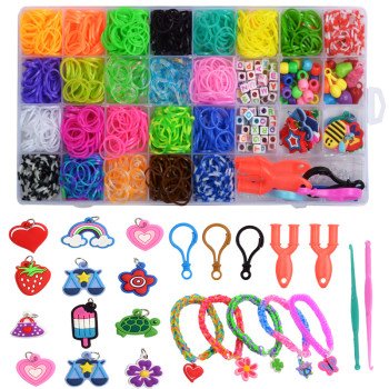 32 grid rainbow rubber band weaver handmade diy material package DIY colorful rubber band puzzle children's toy bracelet