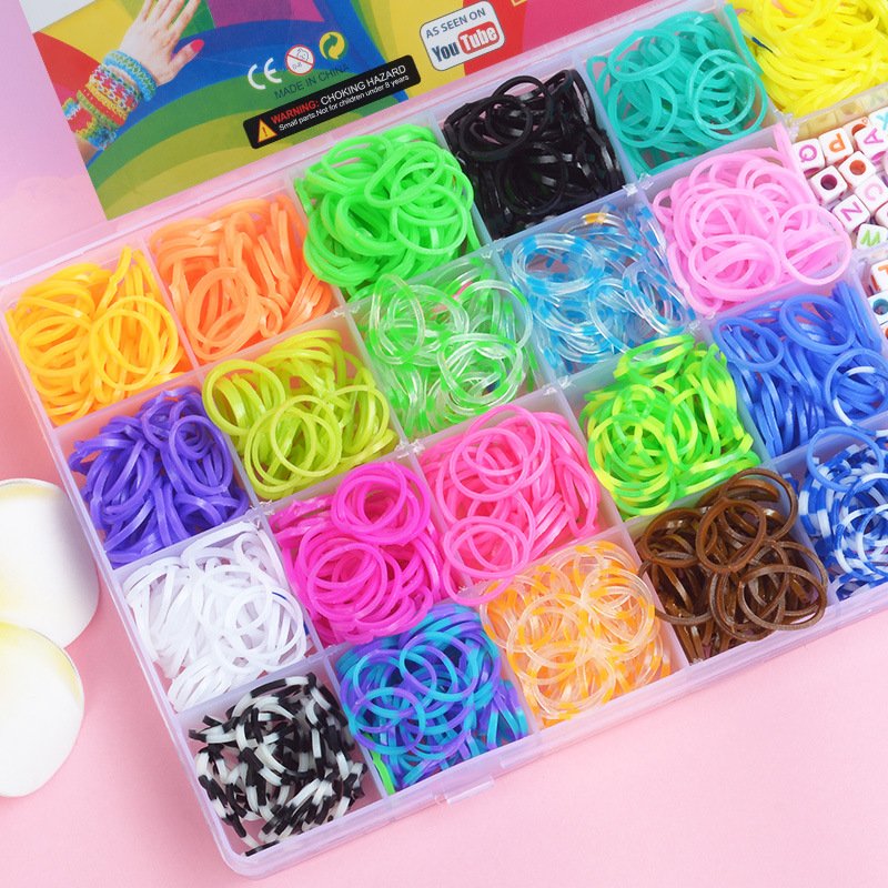 32 grid rainbow rubber band weaver handmade diy material package DIY colorful rubber band puzzle children's toy bracelet