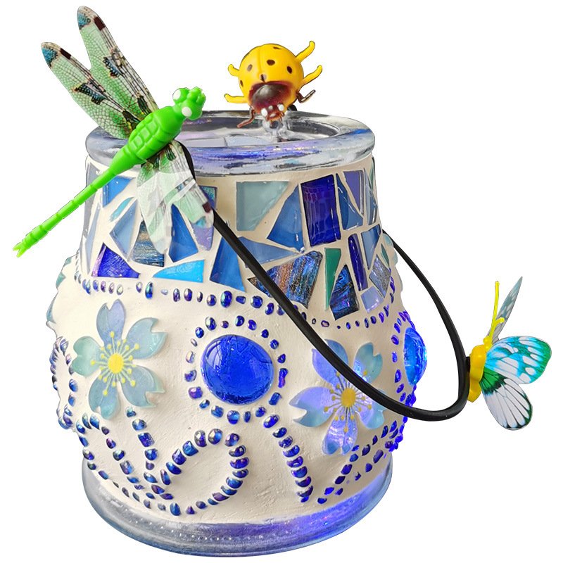 Glass mosaic candle holder diy material package Thanksgiving lamp handmade parent-child educational toy crystal glowing gift