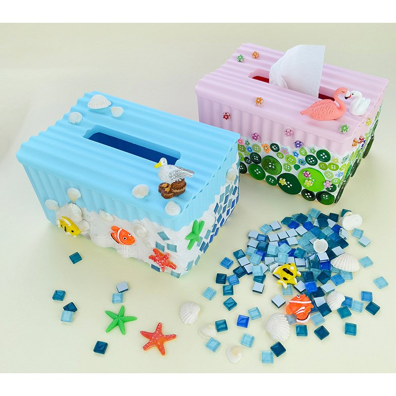 Cream glue tissue box material package cartoon paper box children's handmade diy storage box living room coffee table female desk